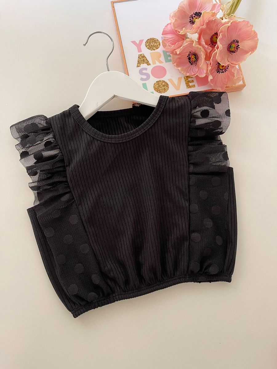 Blusa Liz Tule Preta - Dondokinha Kids