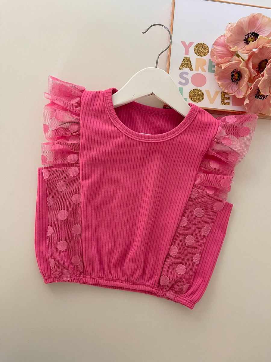 Blusa Liz Tule Rosa Chiclete - Dondokinha Kids