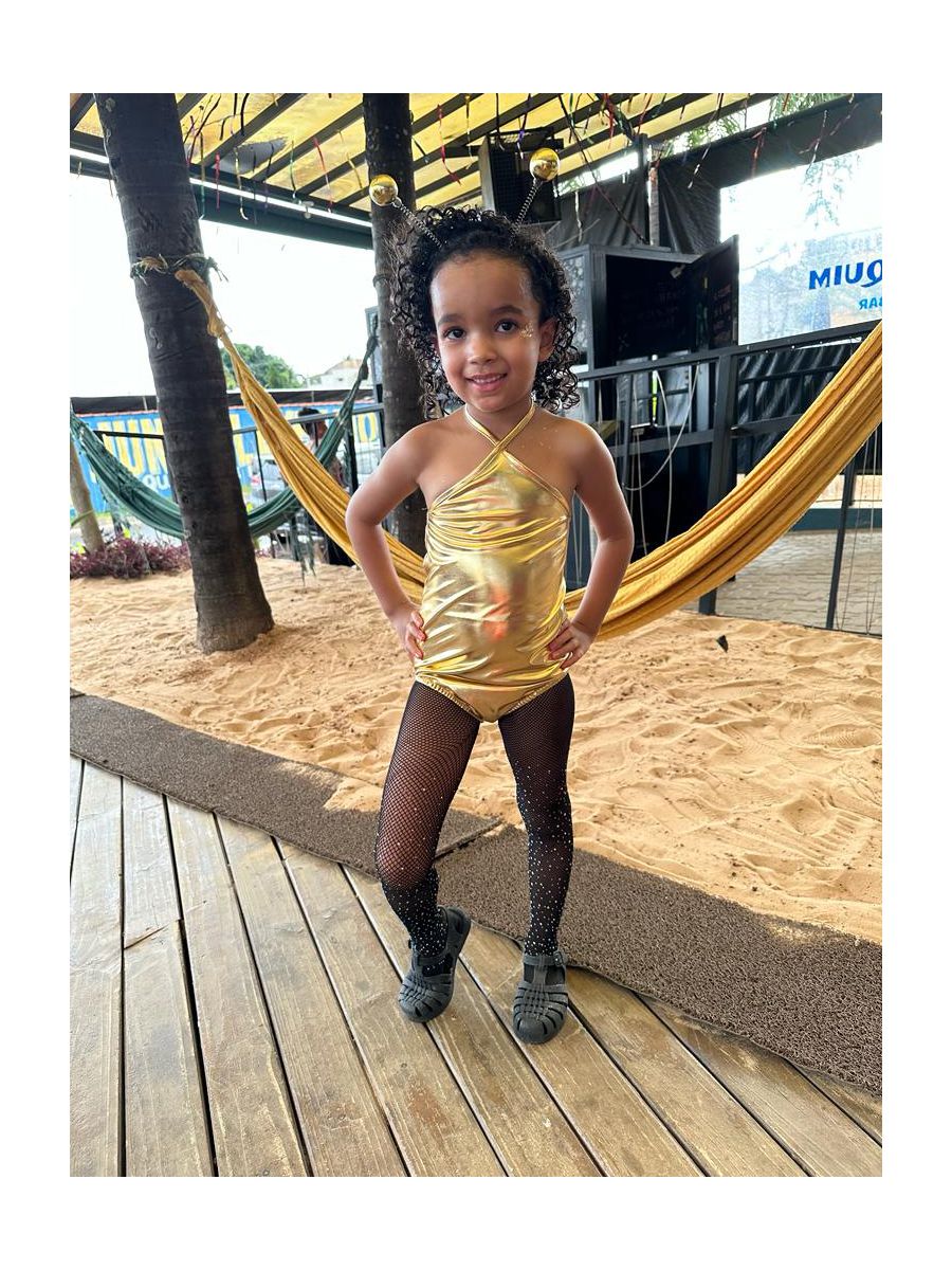 Body Metalizado Dourado - Dondokinha Kids