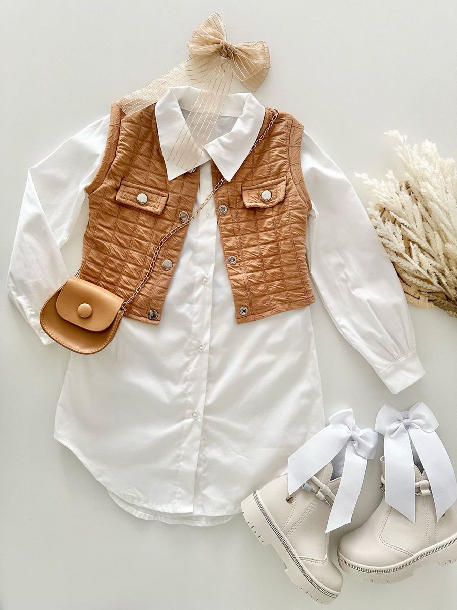 Chemise Com Colete Ariane Capuccino - Dondokinha Kids