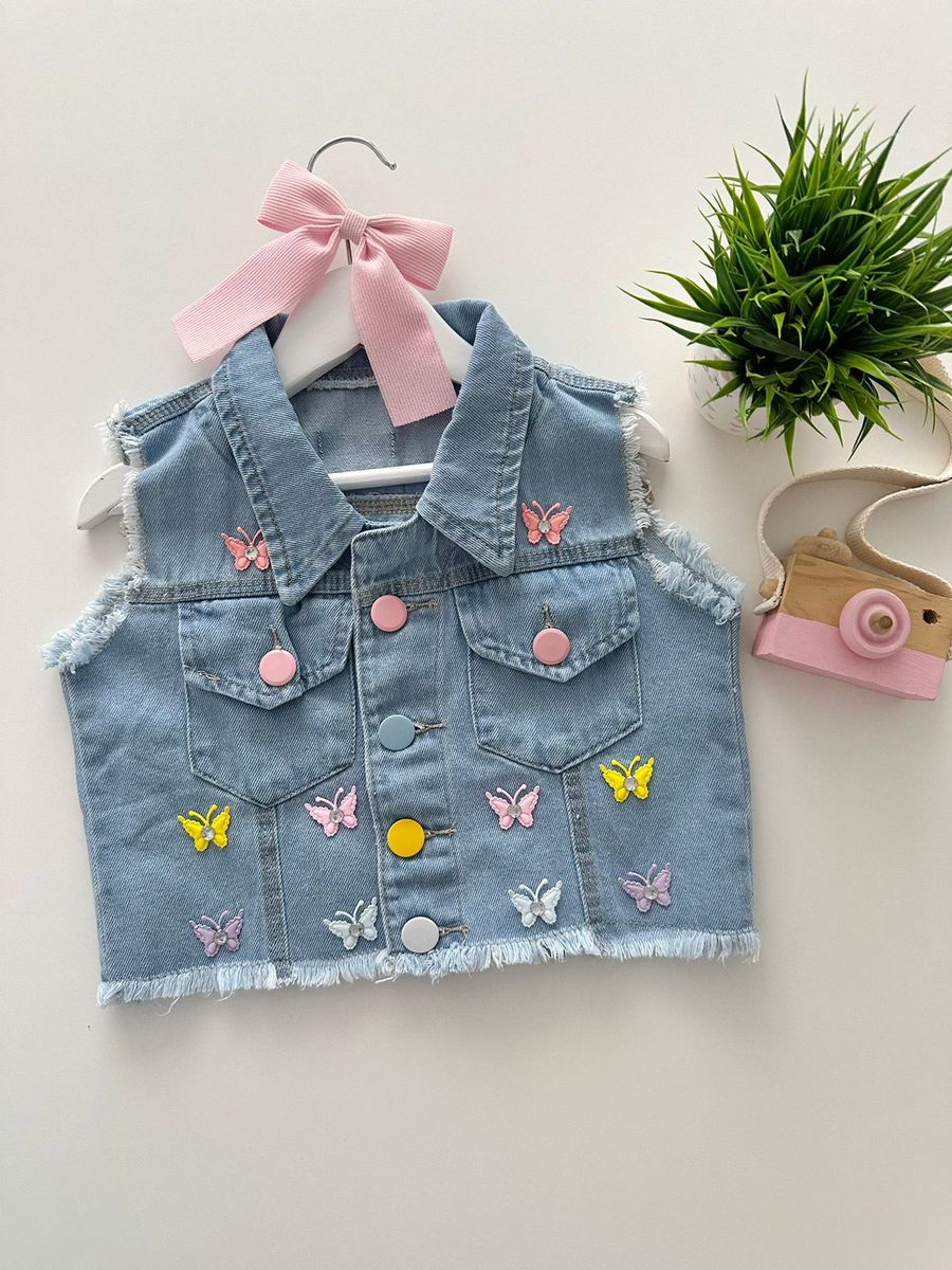 Colete Jeans Butterfly - Dondokinha Kids