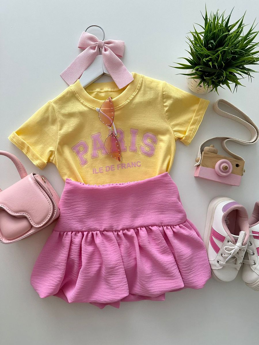 T-shirt Cropped Paris Amarelo 