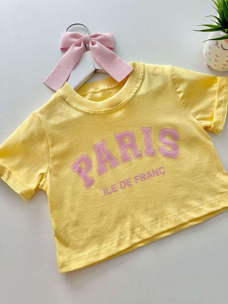 T-shirt Cropped Paris Amarelo 