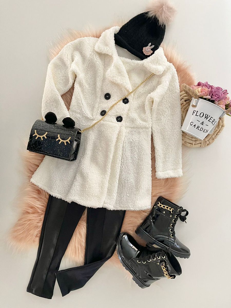 Sobretudo Teddy Off White - Dondokinha Kids