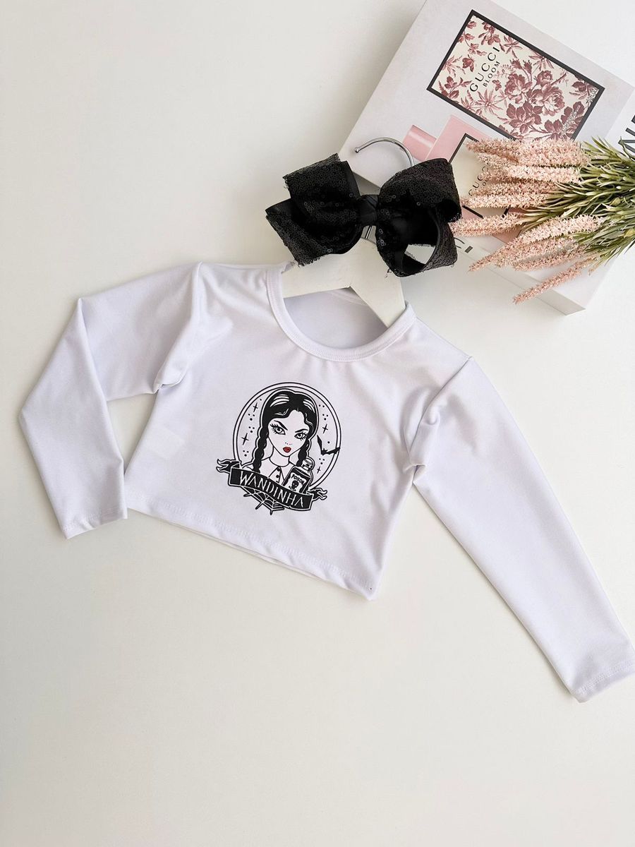 Cropped Wandinha Branco - Dondokinha Kids