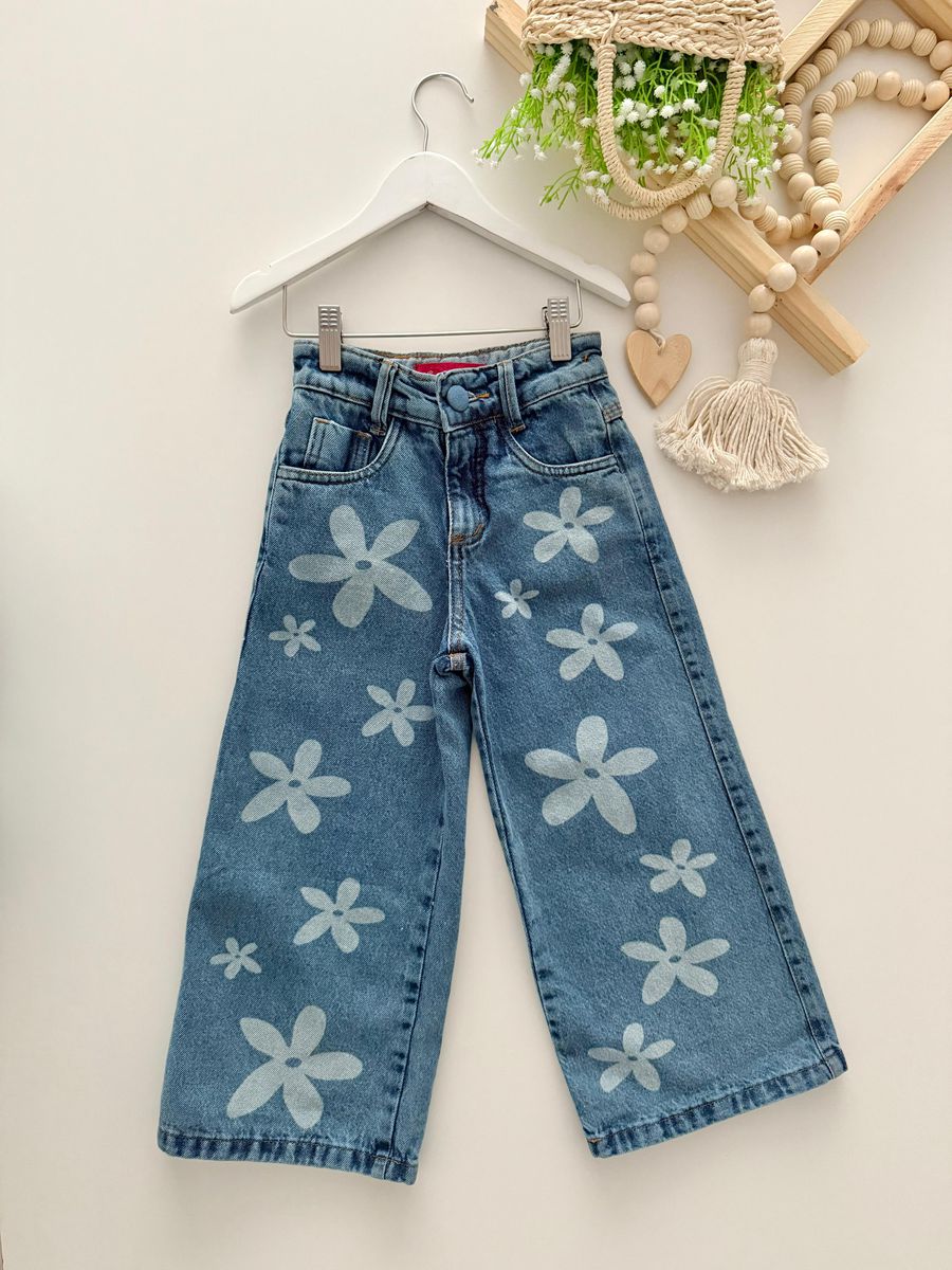 Calça Wide Leg Florzinha JEANS - Dondokinha Kids