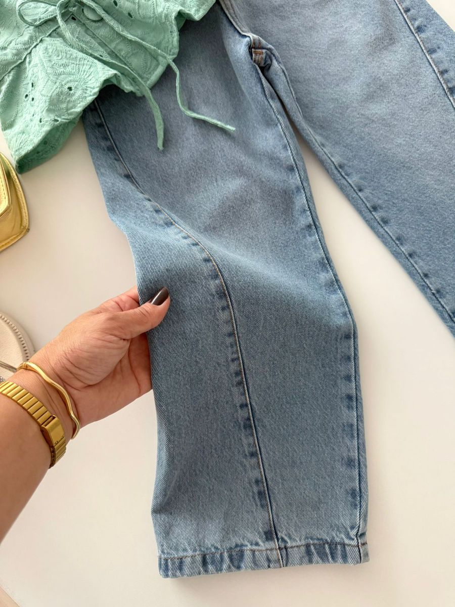 Calça Wide Leg Recorte JEANS