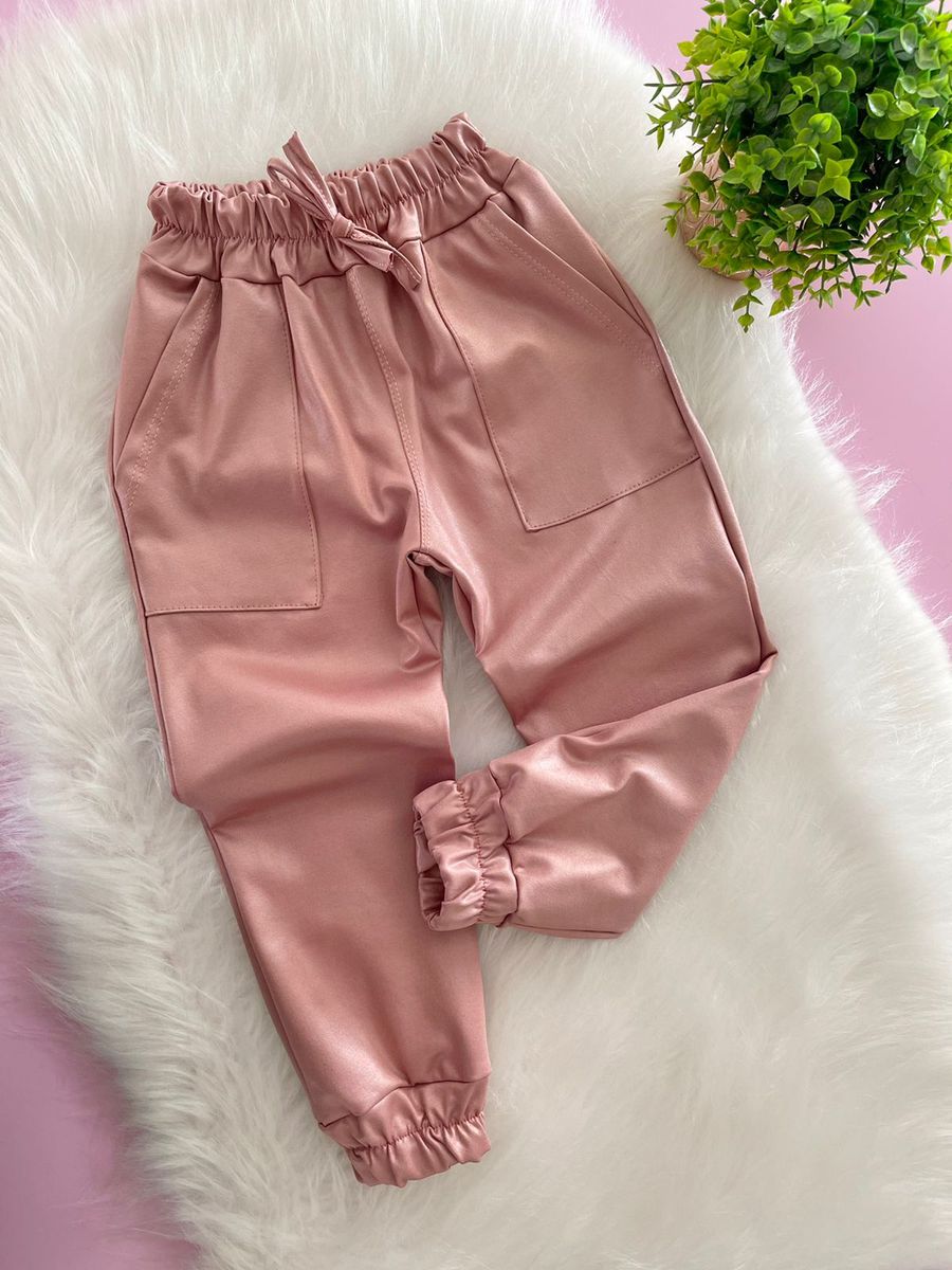 Calça Jogger Cirrê Rosê - Dondokinha Kids