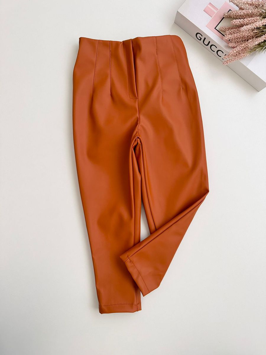 Calça Couro Zara Caramelo - Dondokinha Kids