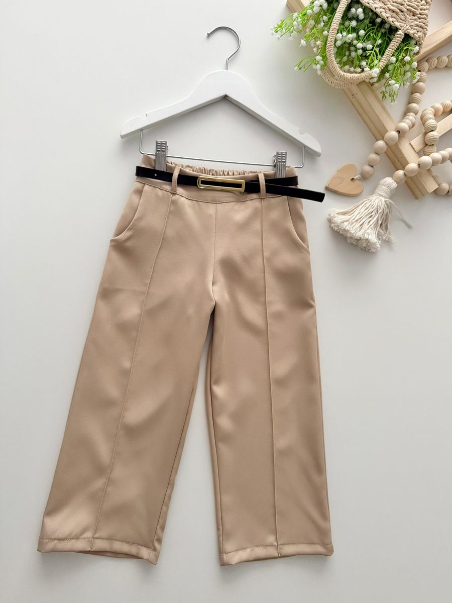 Calça Alfaiataria Wide Leg Nude - Dondokinha Kids