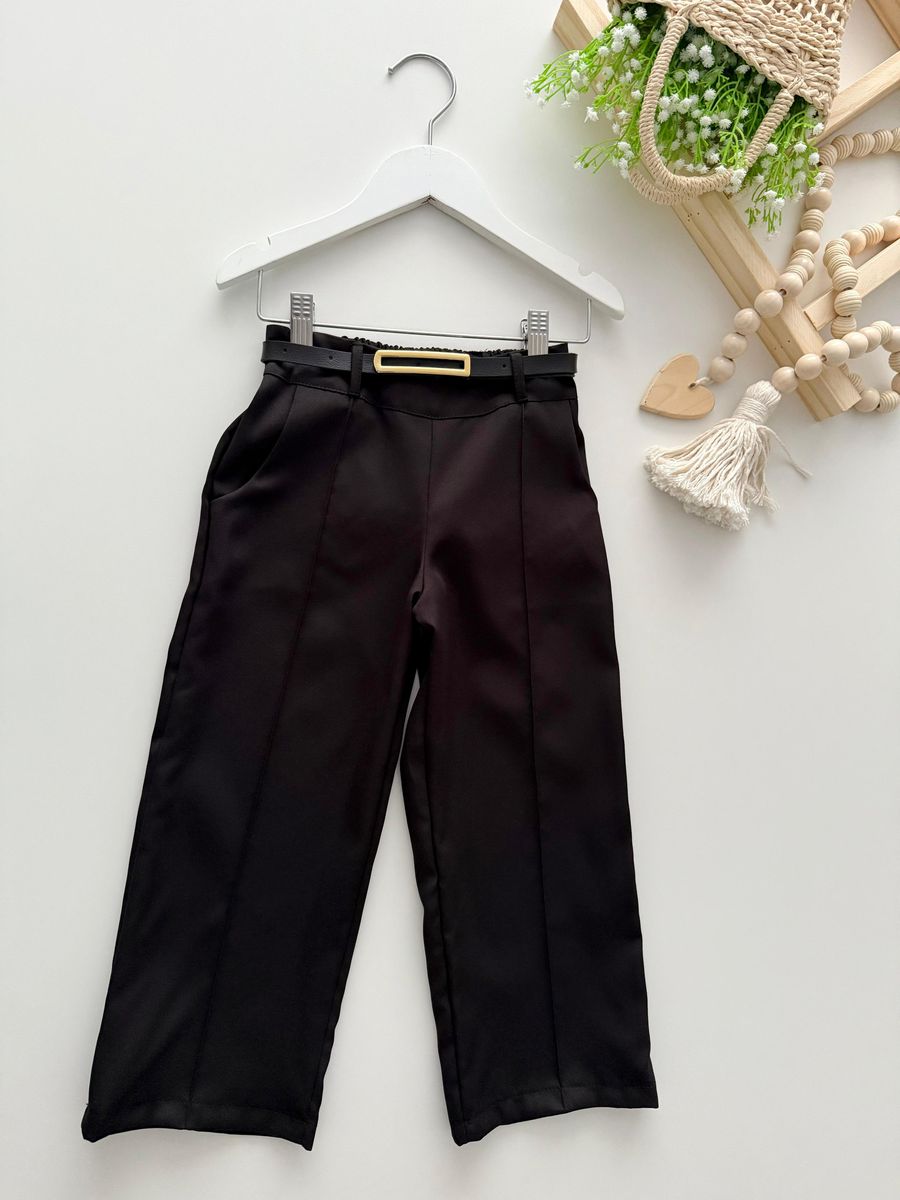 Calça Alfaiataria Wide Leg Preta - Dondokinha Kids