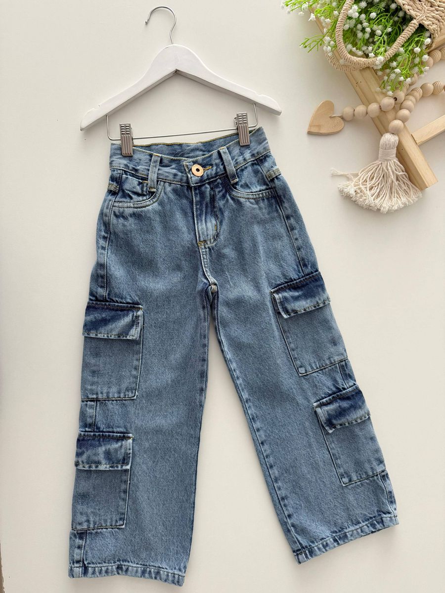 Calça Jeans Cargo - Dondokinha Kids