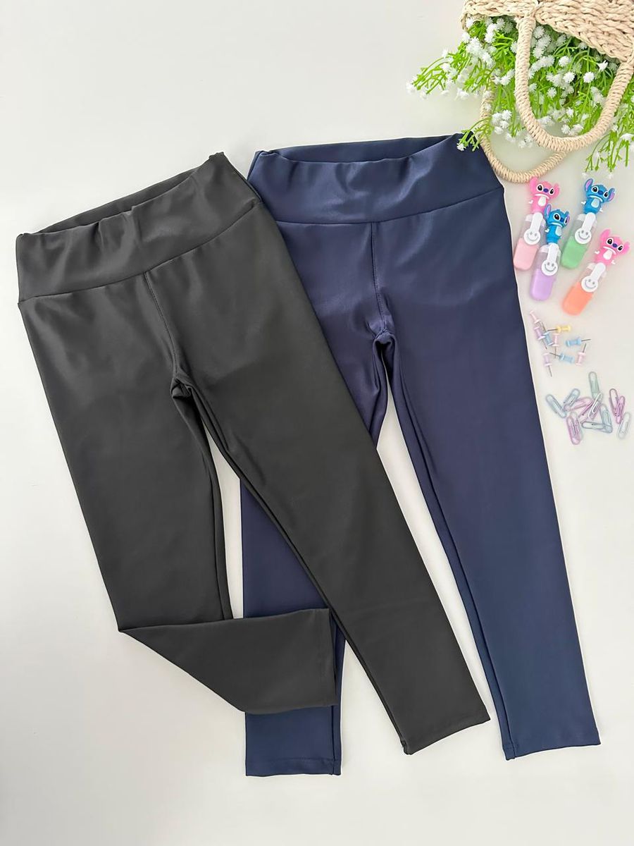 Kit Escolar Legging Preta e Azul Marinho - Dondokinha Kids