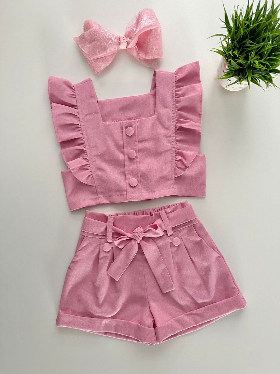 Conjunto Linho Rosa - Dondokinha Kids