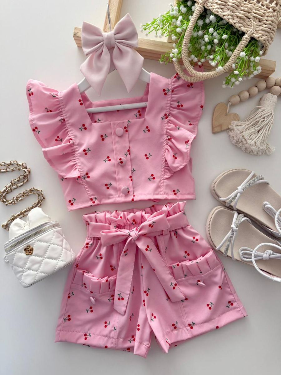Conjunto Cerejinha Rosa - Dondokinha Kids