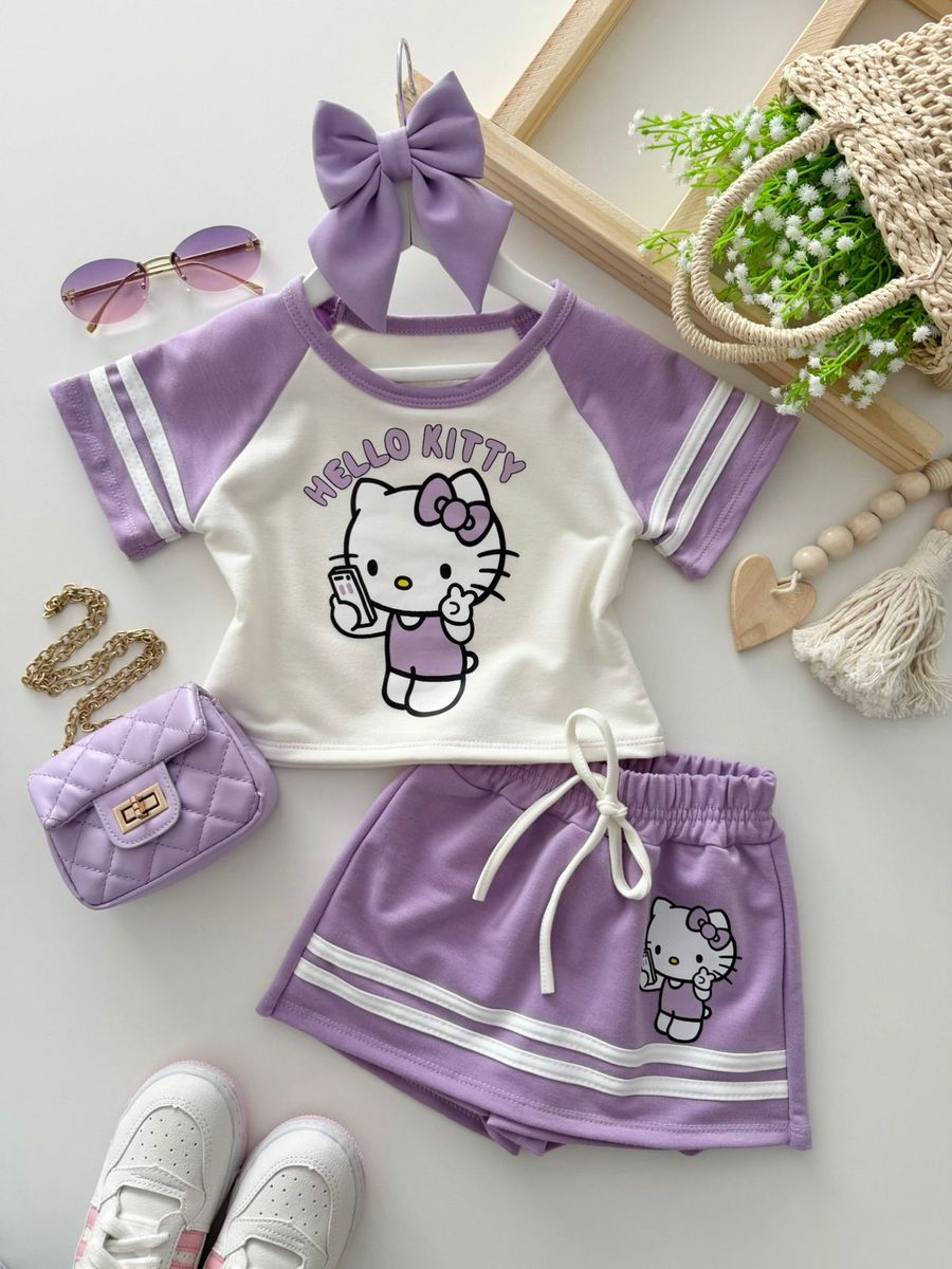 Conjunto Hello Kitty Lilás - Dondokinha Kids