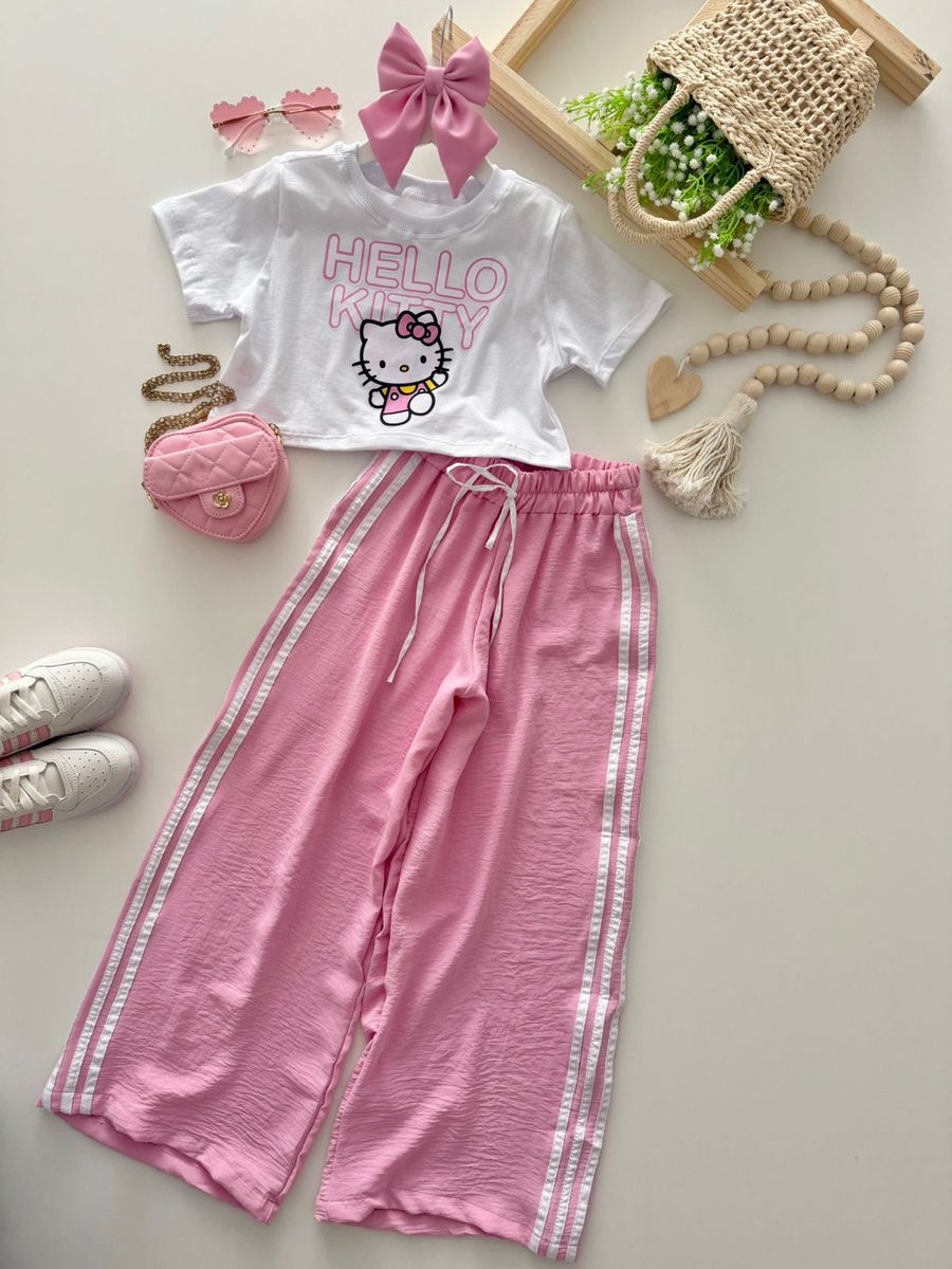 Conjunto Calça Hello Kitty Rosa - Dondokinha Kids