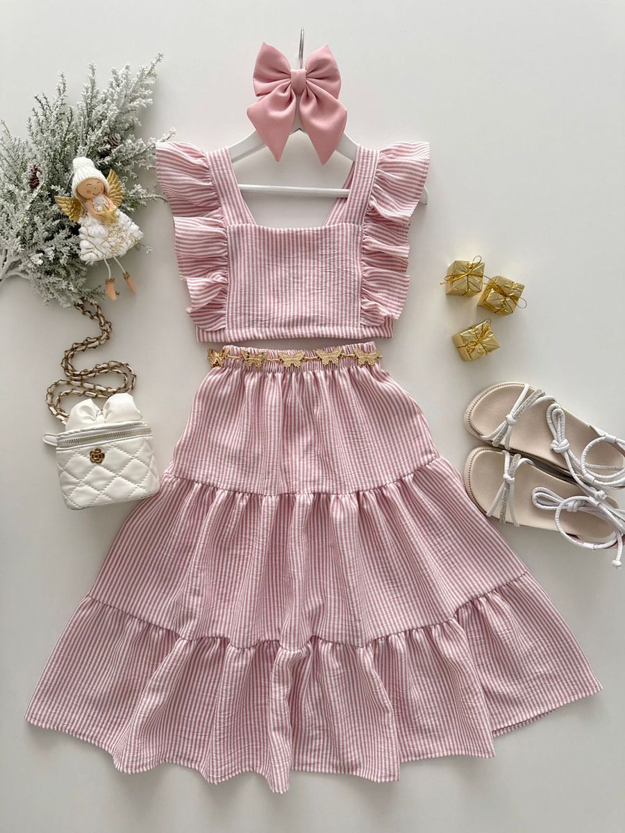 Conjunto Nina Listra Rosê - Dondokinha Kids