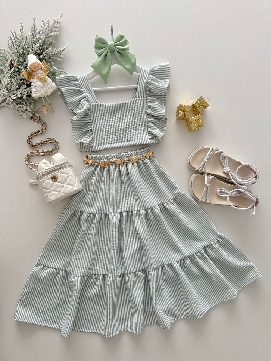 Conjunto Nina Listra Verde - Dondokinha Kids