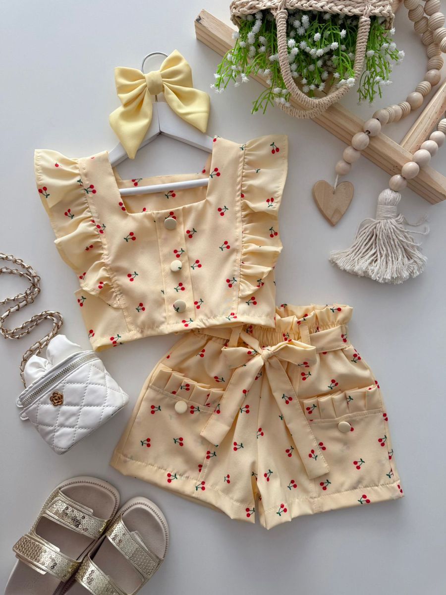 Conjunto Cerejinha Amarelo - Dondokinha Kids