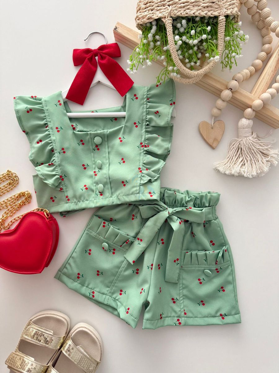 Conjunto Cerejinha Verde Oliva - Dondokinha Kids