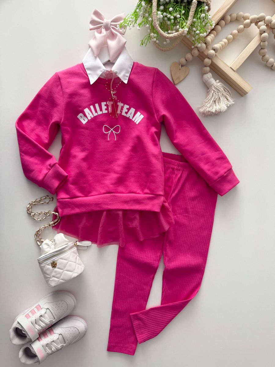 Conjunto Moletom Ballet Pink - Dondokinha Kids