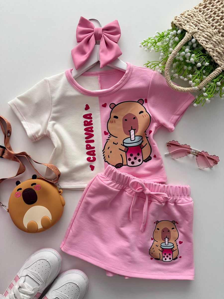 Conjunto Capivara Rosa - Dondokinha Kids