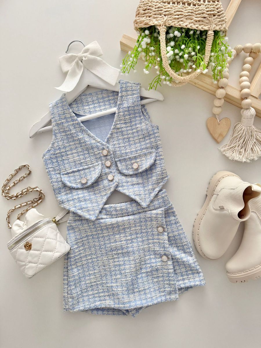 Conjunto Chanel Azul - Dondokinha Kids
