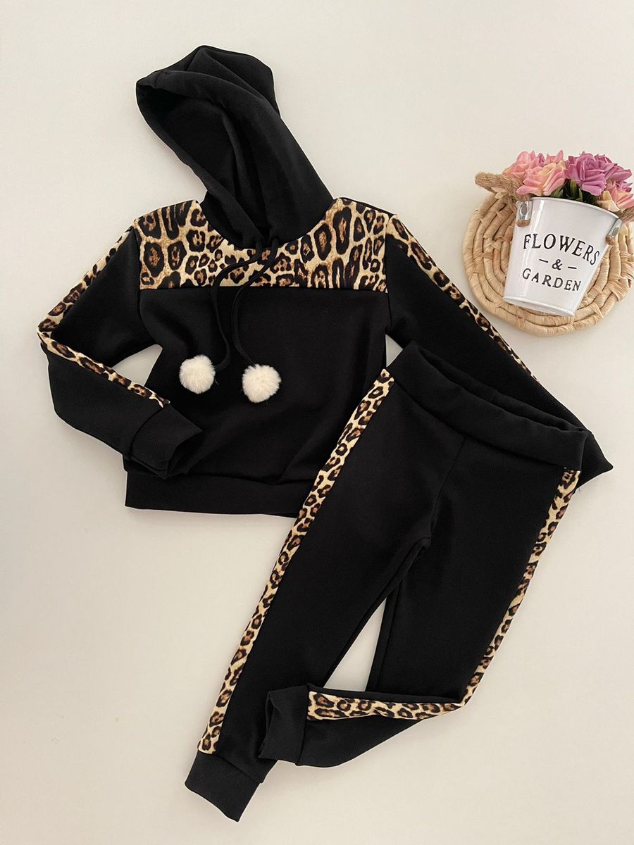 Conjunto Animal Print Preto - Dondokinha Kids