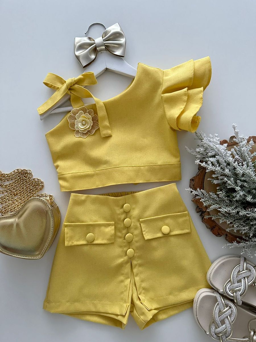 Conjunto Lari Amarelo - Dondokinha Kids
