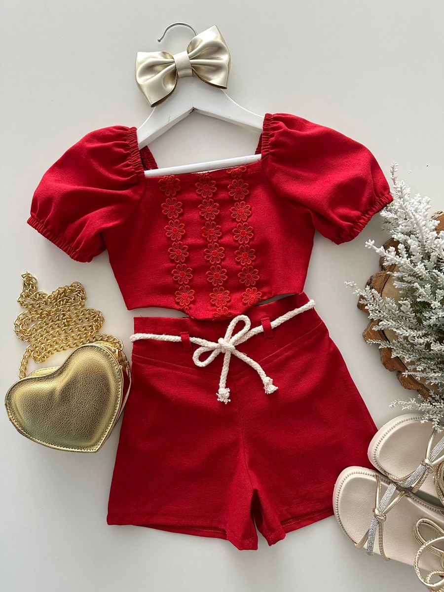 Conjunto Maria Eduarda Vermelho - Dondokinha Kids