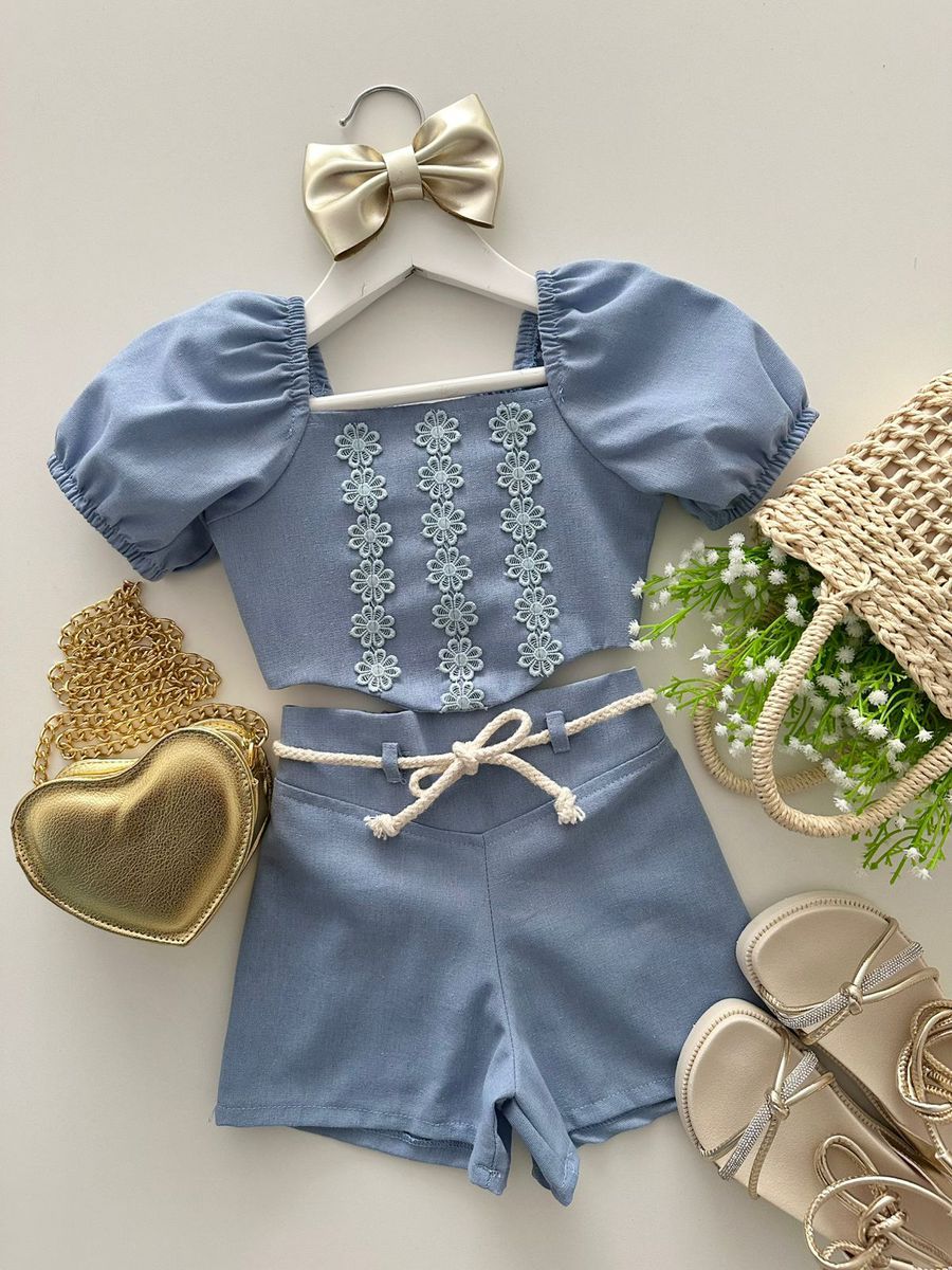 Conjunto Maria Eduarda Azul - Dondokinha Kids