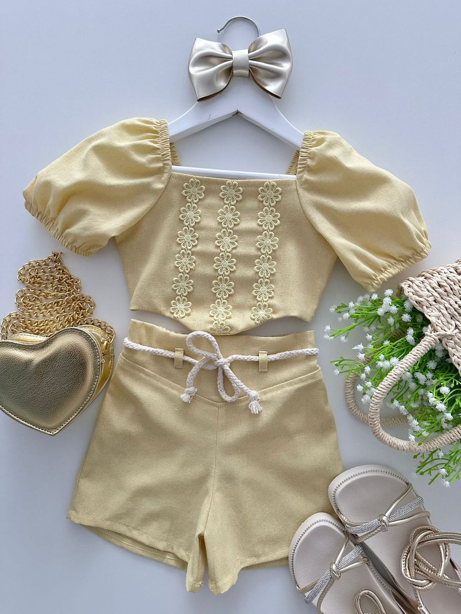 Conjunto Maria Eduarda Amarelo - Dondokinha Kids