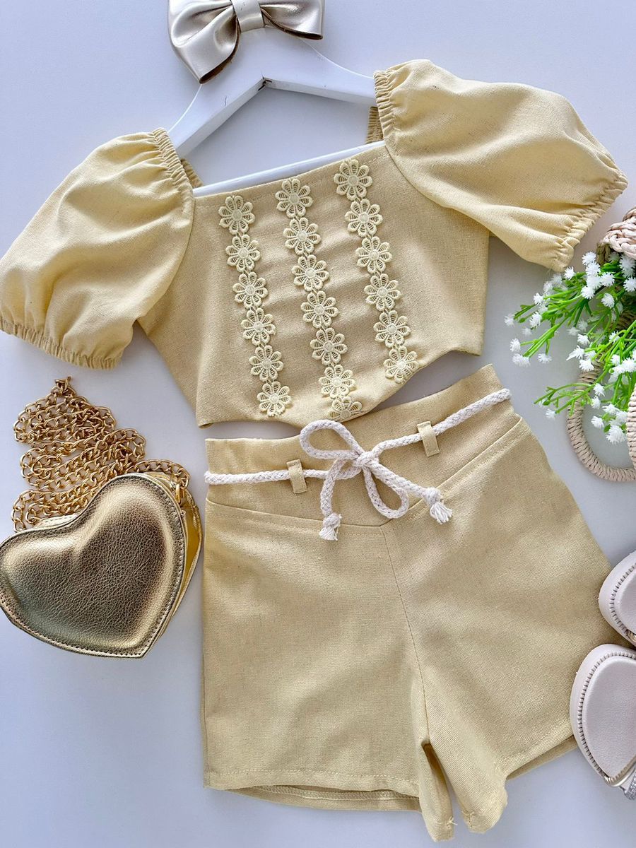 Conjunto Maria Eduarda Amarelo 