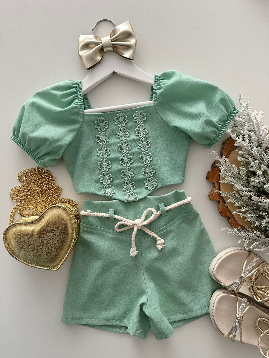 Conjunto Maria Eduarda Verde Menta - Dondokinha Kids