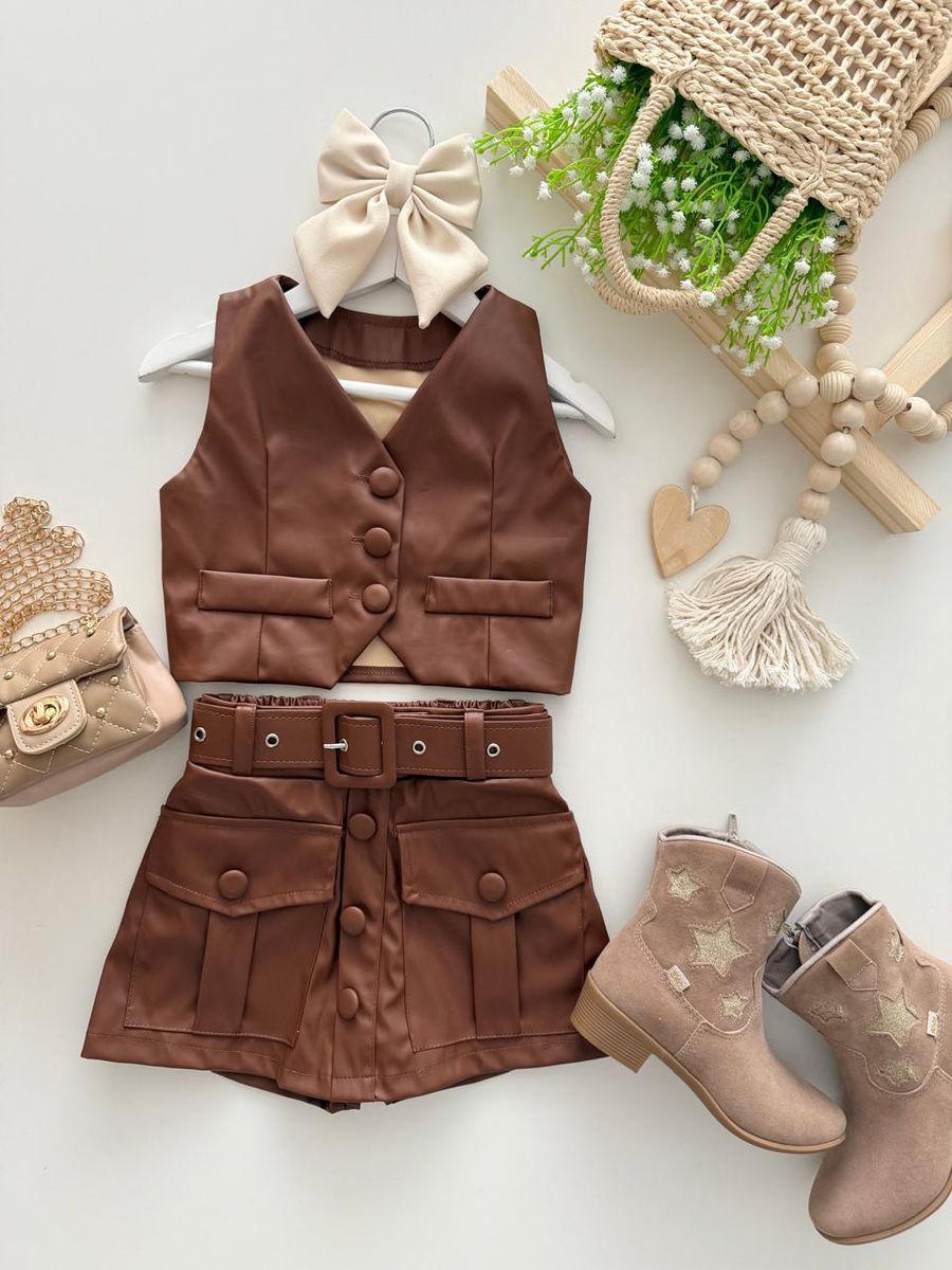 Conjunto Maria Laura Marrom - Dondokinha Kids