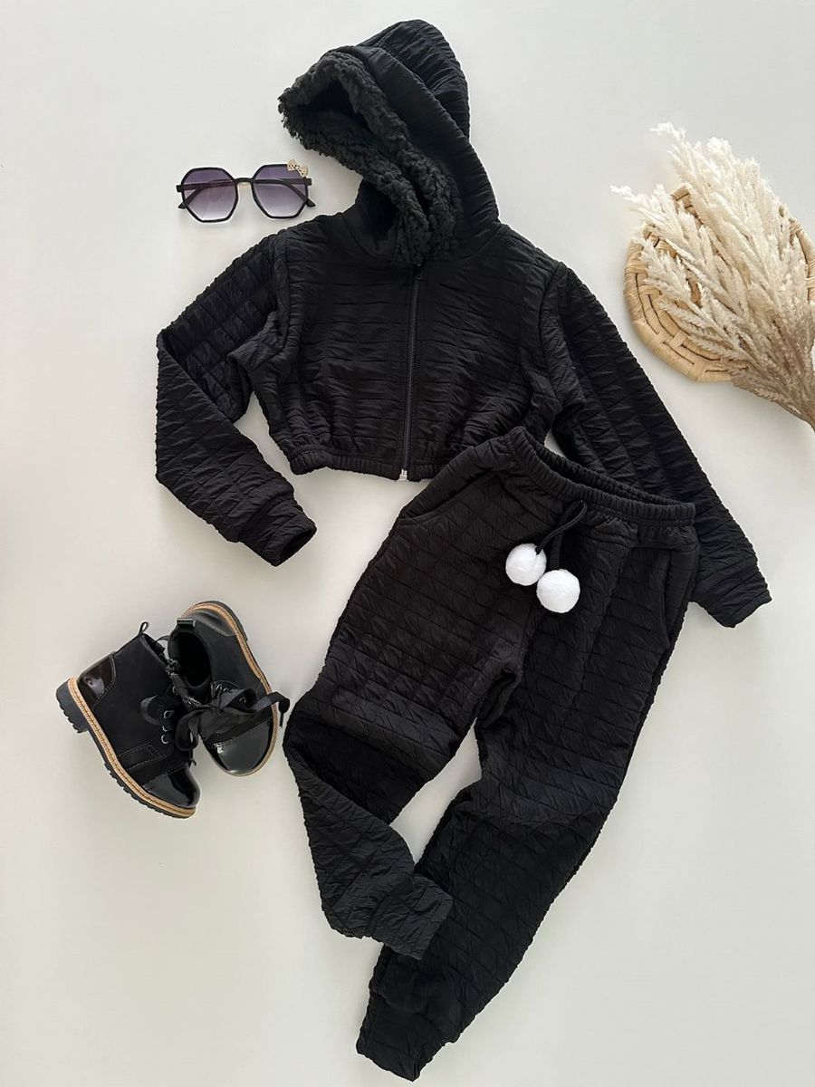 Conjunto Pompom Preto - Dondokinha Kids
