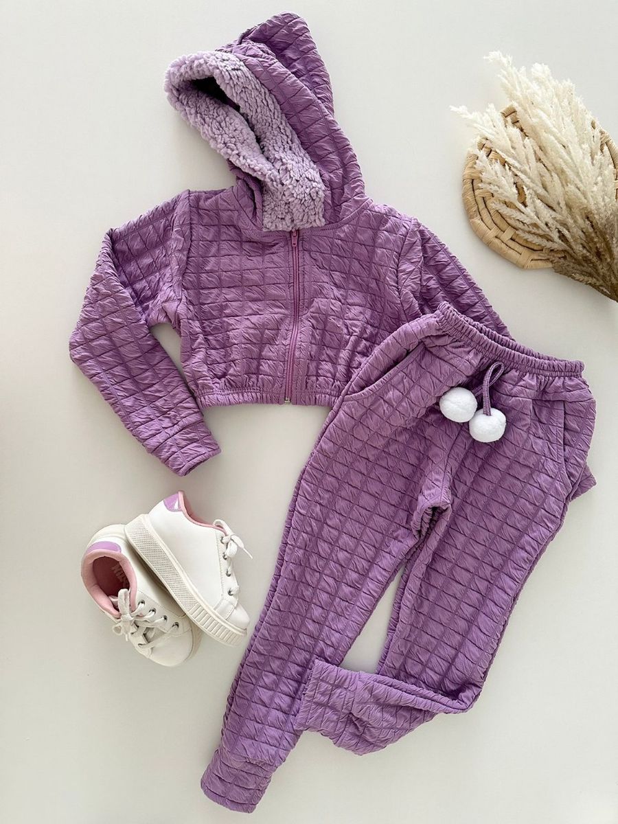 Conjunto Pompom Lilás - Dondokinha Kids