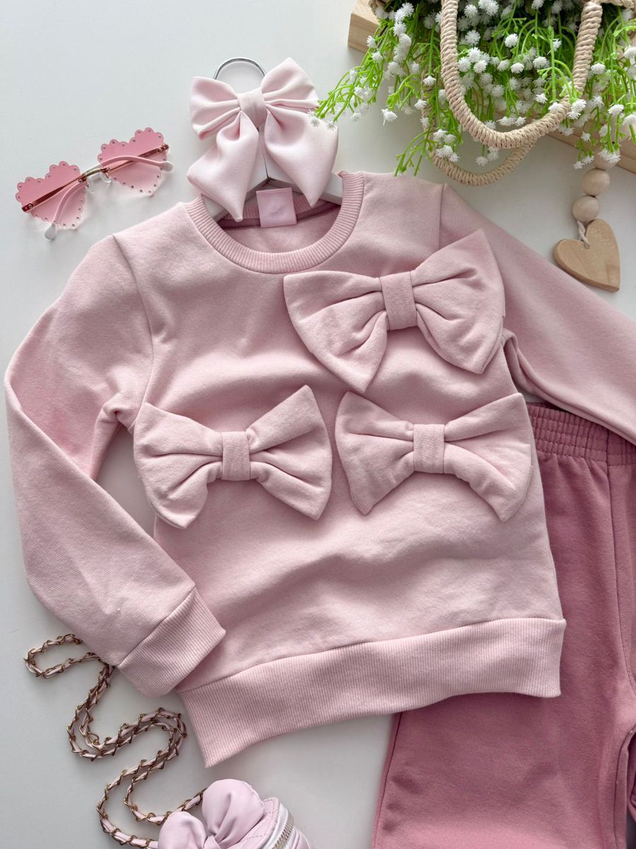 Conjunto Moletom Laço Rose 