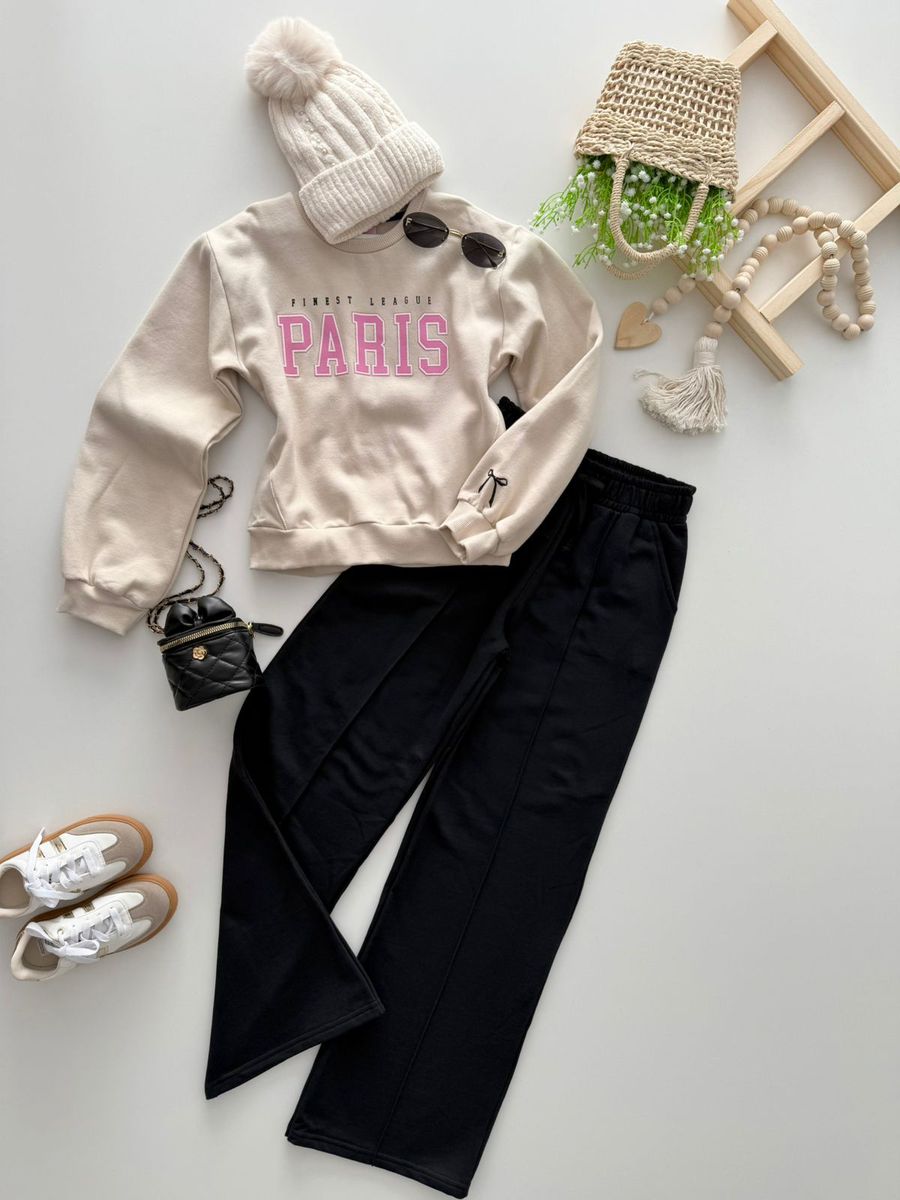 Conjunto Moletom Juvenil Paris Nude - Dondokinha Kids