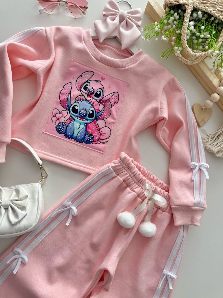 Conjunto Moletom Stitch Rosa 