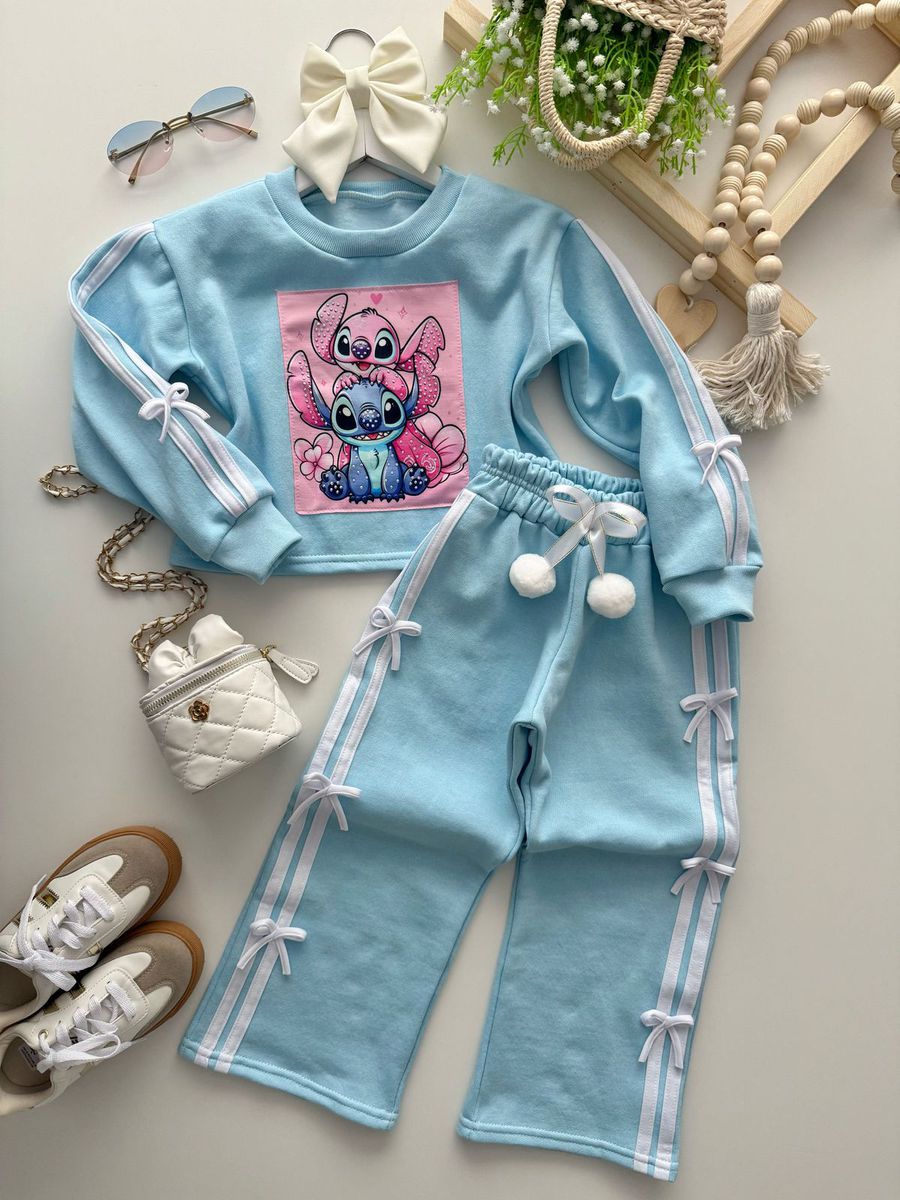 Conjunto Moletom Stitch Azul - Dondokinha Kids