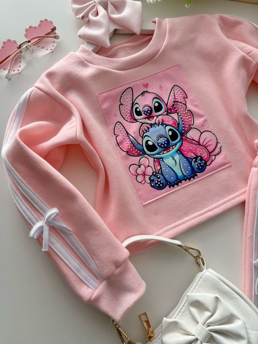 Conjunto Moletom Stitch Rosa 