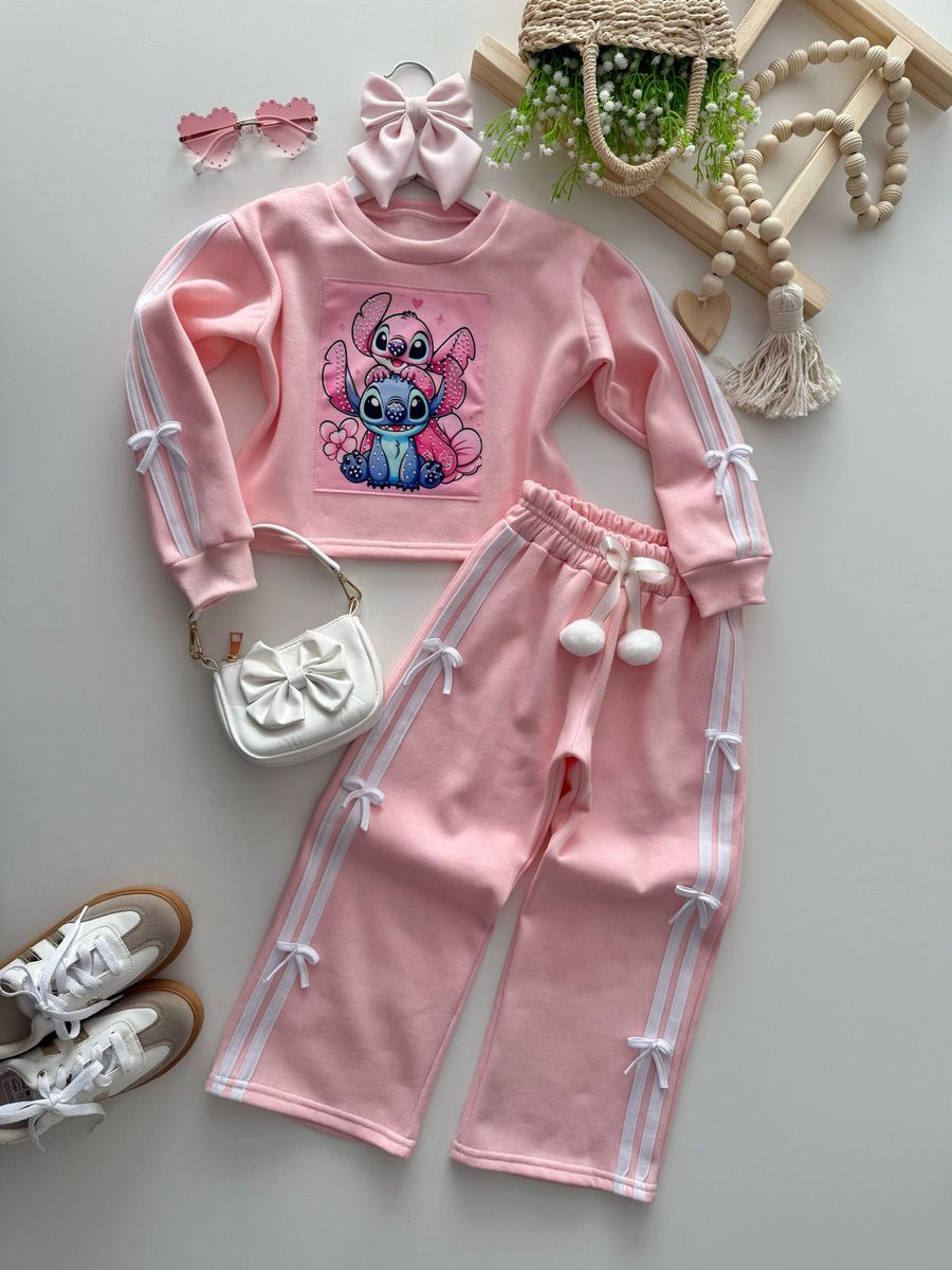 Conjunto Moletom Stitch Rosa - Dondokinha Kids