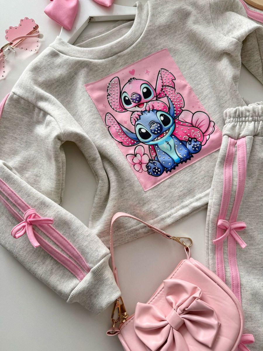 Conjunto Moletom Stitch Cinza 