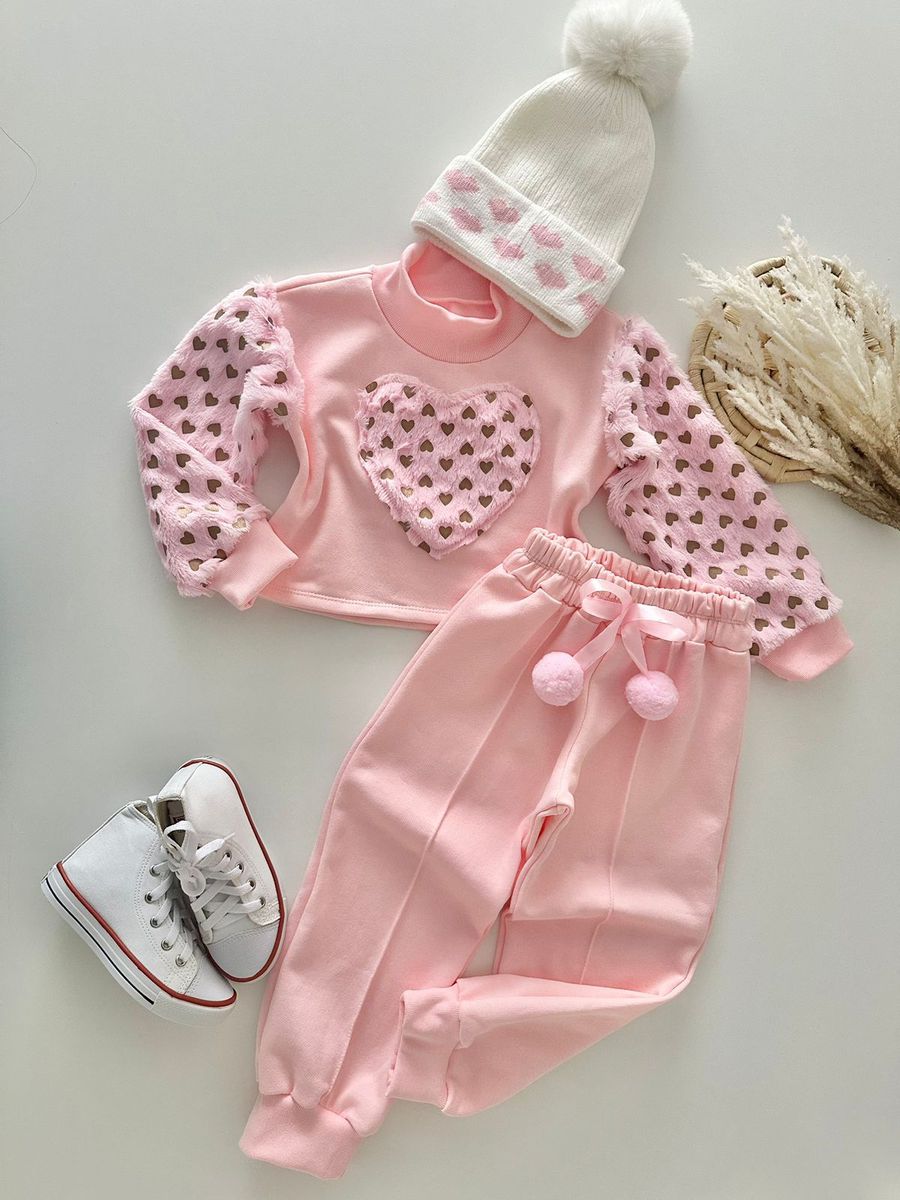 Conjunto Moletom Betina Rosa - Dondokinha Kids