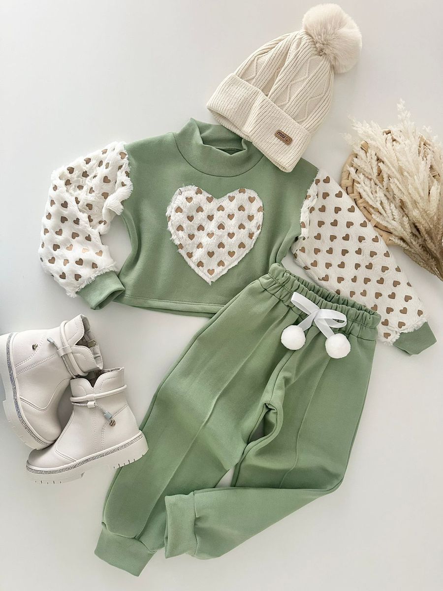 Conjunto Moletom Betina Verde - Dondokinha Kids