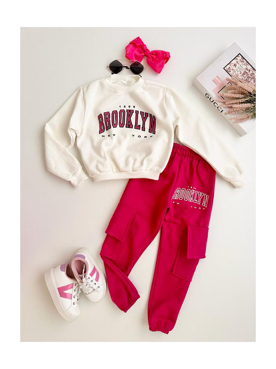 Conjunto Moletom Brooklyn Pink - Dondokinha Kids