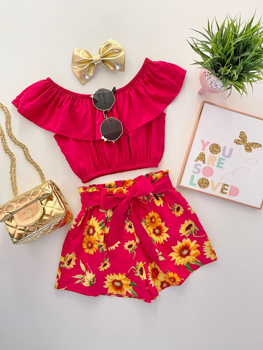 Conjunto Girassol Pink - Dondokinha Kids