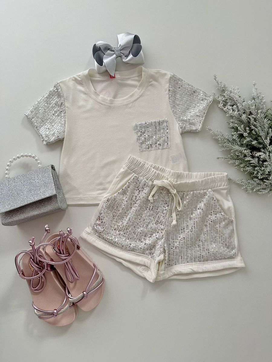 Conjunto Glamour Off White - Dondokinha Kids